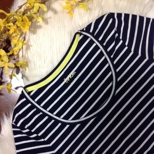 BODEN | navy blue white striped short sleeve top